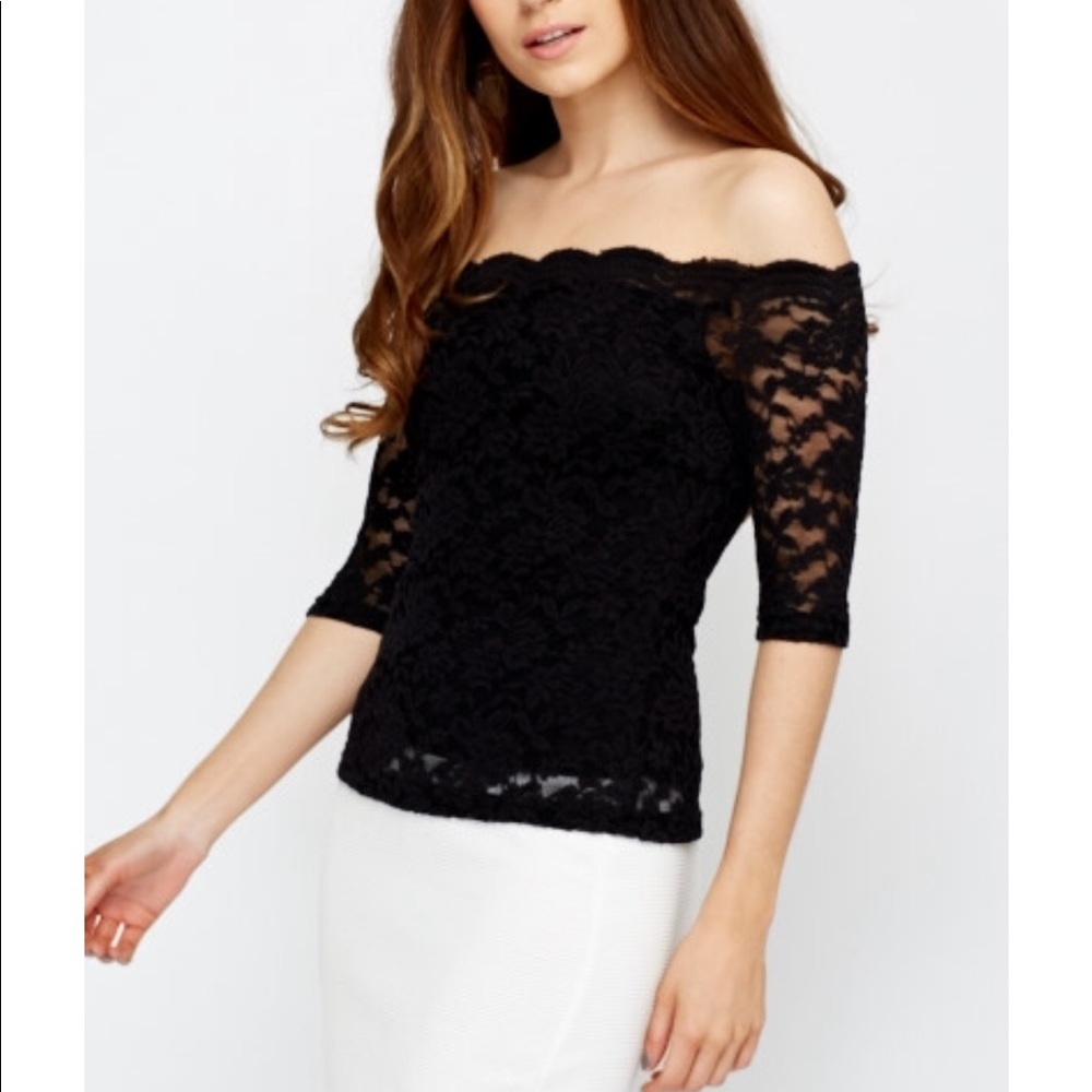 Spanish lace off the shoulder fitted top